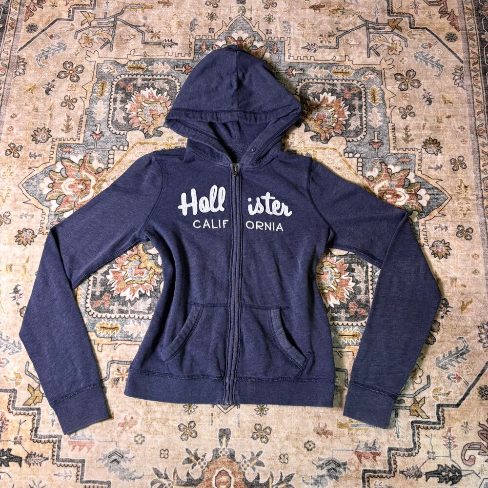 Y2K Hollister Early 2000s Zip Up Jacket Hooded Size Small Coquette Girly
